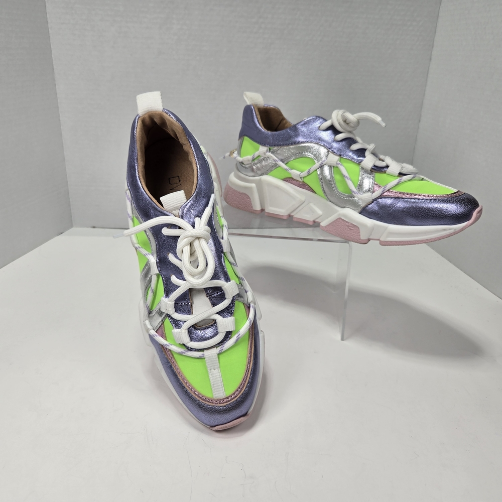 DWRS DW/RS Women's Chicago Blue Green Lilac Neon Metallic Chunky Sneakers Size 8